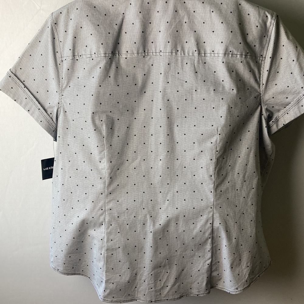 Liz, Claiborne, 2X, black and white short sleeve shirt - Picture 6 of 8